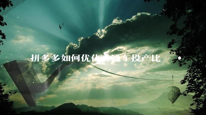 拼多多如何优化直通车投产比 - *