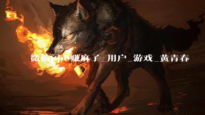 微信闷声赚麻了_用户_游戏_黄青春