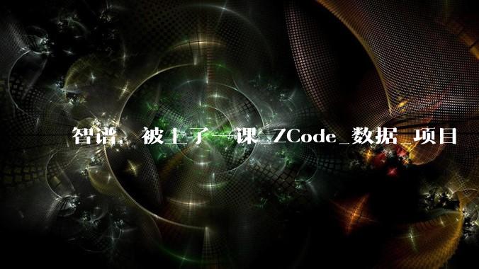 智谱，被上了一课_ZCode_数据_项目